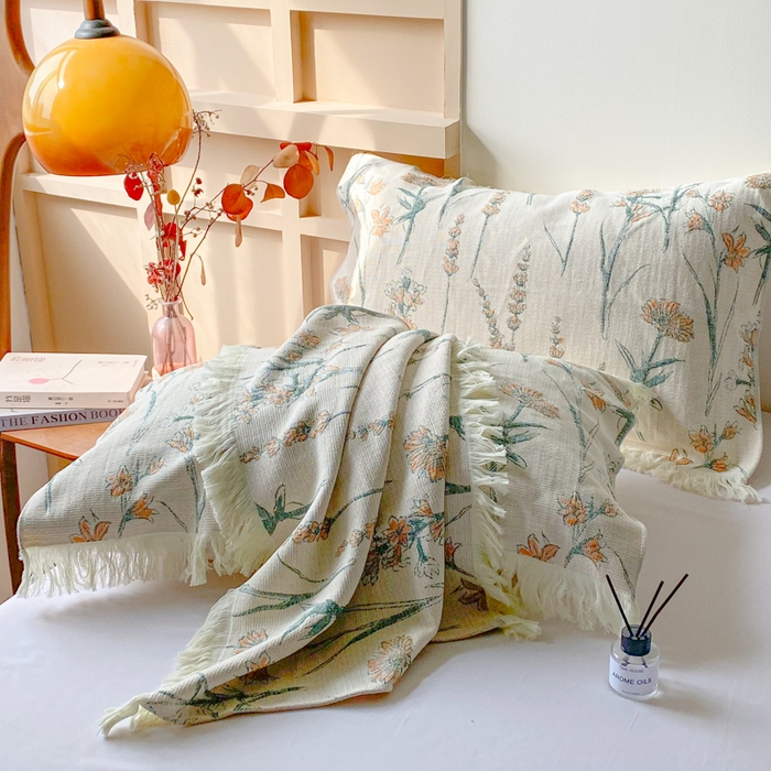 美宜家 2025新款全棉流苏枕巾高档棉软隔脏防头油枕巾 收获 52*75cm/对