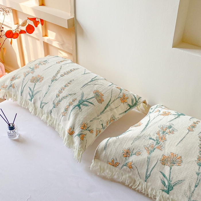 91家纺网 家纺一手货源 找家纺 美宜家 2025新款全棉流苏枕巾高档棉软隔脏防头油枕巾 收获 52*75cm/对