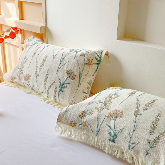 91家纺网 家纺一手货源 找家纺 美宜家 2025新款全棉流苏枕巾高档棉软隔脏防头油枕巾 收获 52*75cm/对