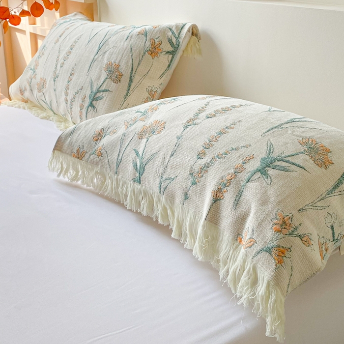 91家纺网 家纺一手货源 找家纺 美宜家 2025新款全棉流苏枕巾高档棉软隔脏防头油枕巾 收获 52*75cm/对