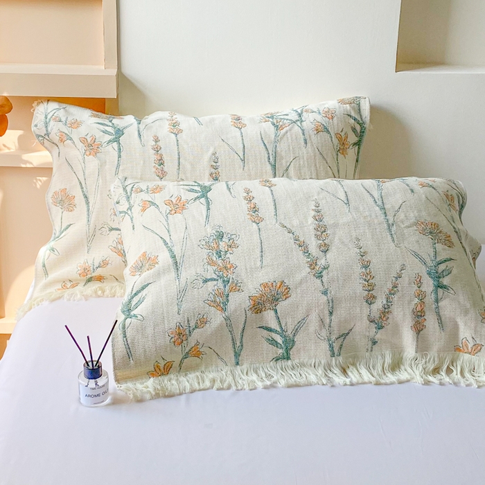 91家纺网 家纺一手货源 找家纺 美宜家 2025新款全棉流苏枕巾高档棉软隔脏防头油枕巾 收获 52*75cm/对