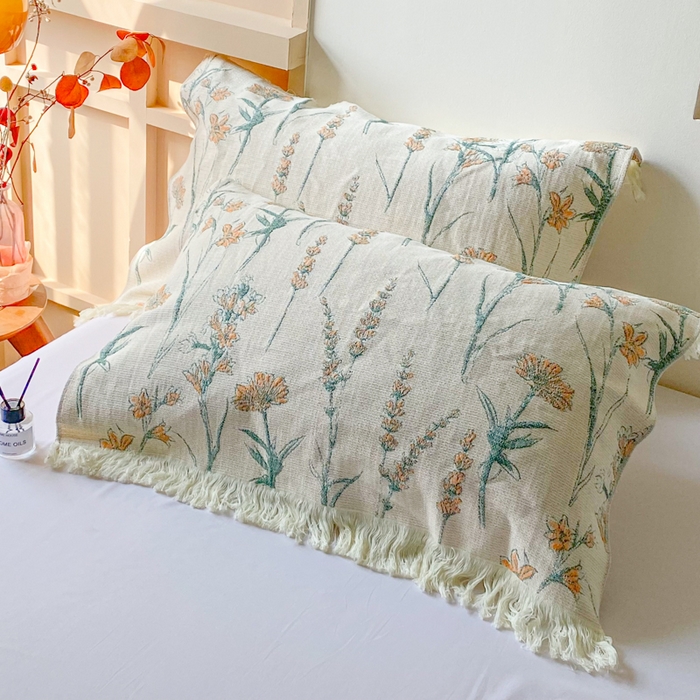 91家纺网 家纺一手货源 找家纺 美宜家 2025新款全棉流苏枕巾高档棉软隔脏防头油枕巾 收获 52*75cm/对