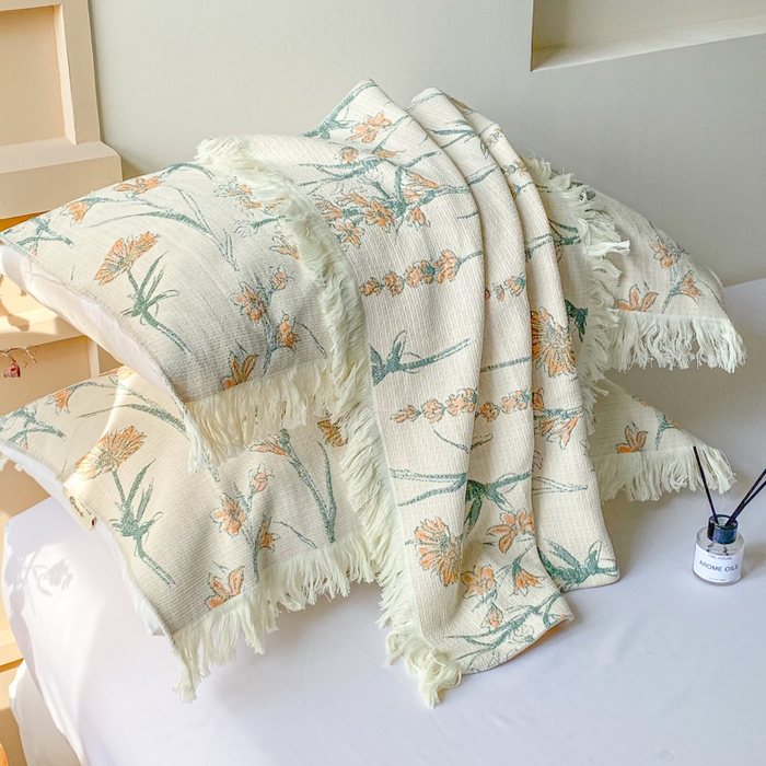 91家纺网 家纺一手货源 找家纺 美宜家 2025新款全棉流苏枕巾高档棉软隔脏防头油枕巾 收获 52*75cm/对