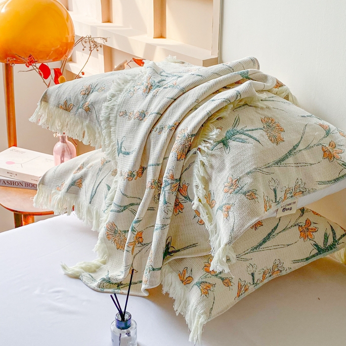 91家纺网 家纺一手货源 找家纺 美宜家 2025新款全棉流苏枕巾高档棉软隔脏防头油枕巾 收获 52*75cm/对