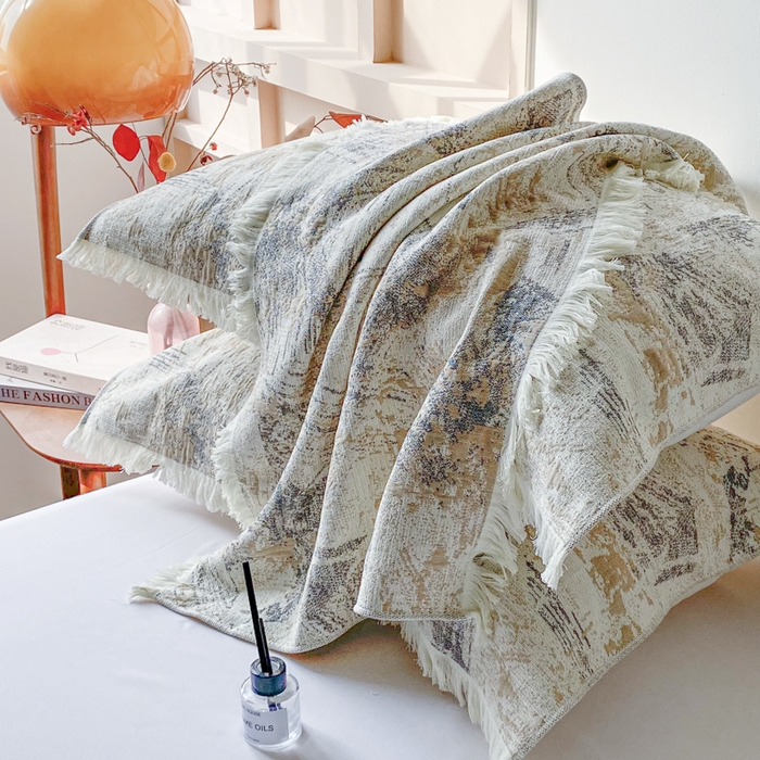 91家纺网 家纺一手货源 找家纺 美宜家 2025新款全棉流苏枕巾高档棉软隔脏防头油枕巾 夏简52*75cm/对