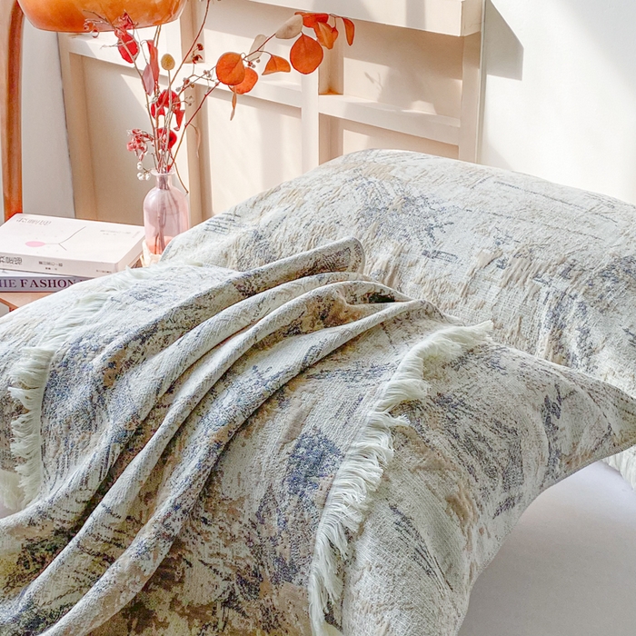 91家纺网 家纺一手货源 找家纺 美宜家 2025新款全棉流苏枕巾高档棉软隔脏防头油枕巾 夏简52*75cm/对