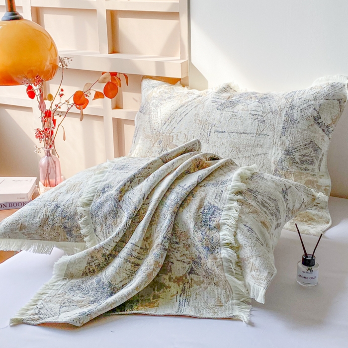 91家纺网 家纺一手货源 找家纺 美宜家 2025新款全棉流苏枕巾高档棉软隔脏防头油枕巾 夏简52*75cm/对