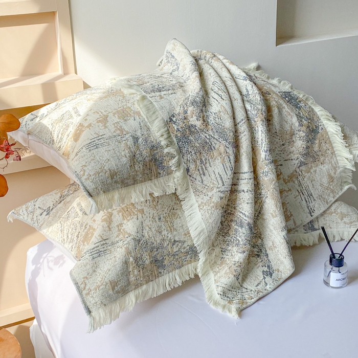 91家纺网 家纺一手货源 找家纺 美宜家 2025新款全棉流苏枕巾高档棉软隔脏防头油枕巾 夏简52*75cm/对