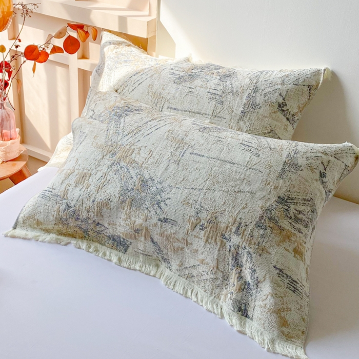 91家纺网 家纺一手货源 找家纺 美宜家 2025新款全棉流苏枕巾高档棉软隔脏防头油枕巾 夏简52*75cm/对