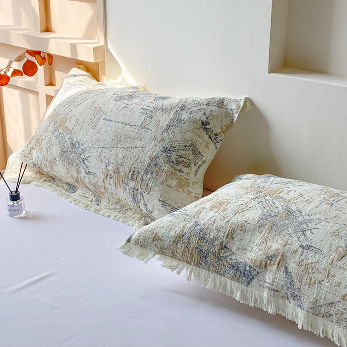 91家纺网 家纺一手货源 找家纺 美宜家 2025新款全棉流苏枕巾高档棉软隔脏防头油枕巾 夏简52*75cm/对