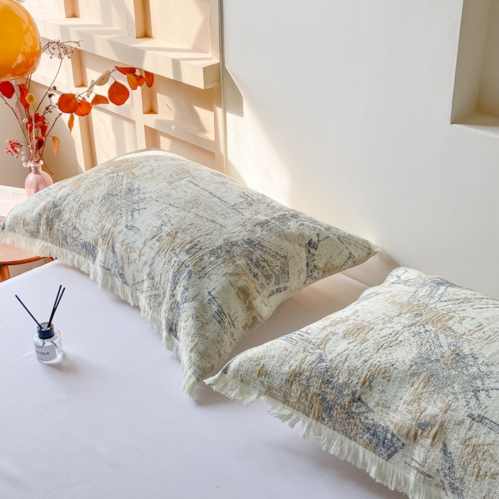 91家纺网 家纺一手货源 找家纺 美宜家 2025新款全棉流苏枕巾高档棉软隔脏防头油枕巾 夏简52*75cm/对