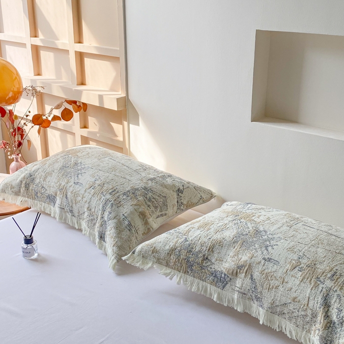 91家纺网 家纺一手货源 找家纺 美宜家 2025新款全棉流苏枕巾高档棉软隔脏防头油枕巾 夏简52*75cm/对