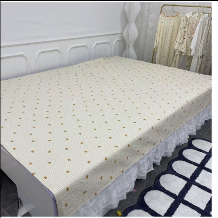 91家纺网 家纺一手货源 找家纺 （总）禧瑞谷 2025新款全棉纯棉双层花边绗缝夹棉榻榻米支持定制农村大炕盖