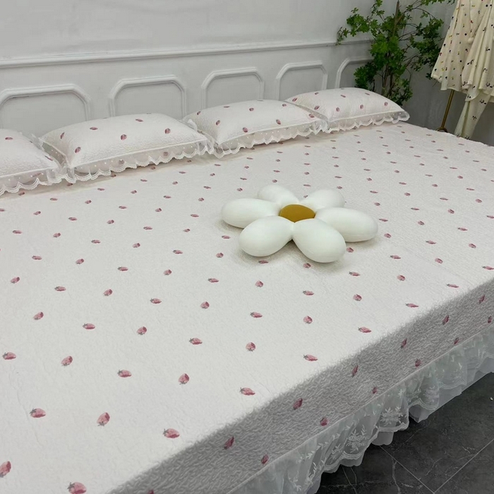 91家纺网 家纺一手货源 找家纺 （总）禧瑞谷 2025新款全棉纯棉双层花边绗缝夹棉榻榻米支持定制农村大炕盖