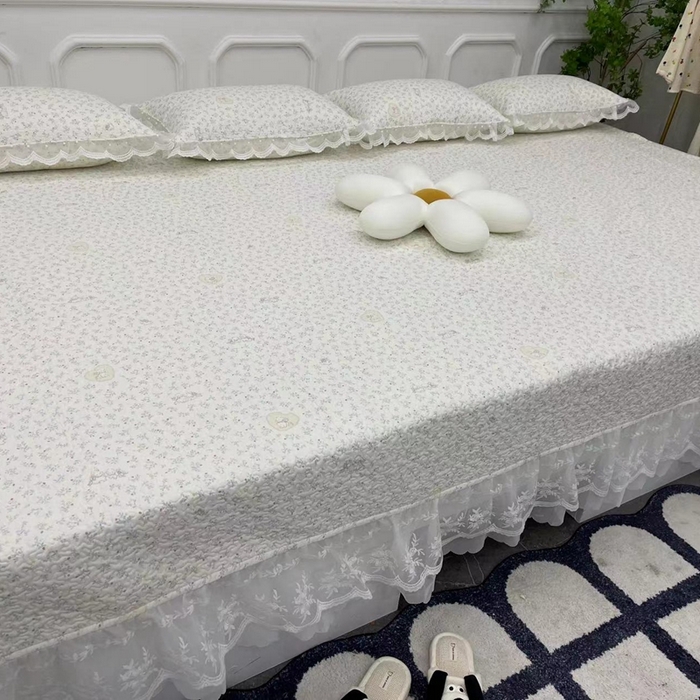 91家纺网 家纺一手货源 找家纺 （总）禧瑞谷 2025新款全棉纯棉双层花边绗缝夹棉榻榻米支持定制农村大炕盖