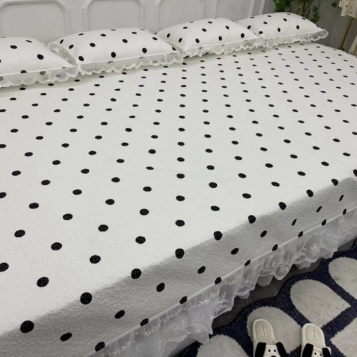 91家纺网 家纺一手货源 找家纺 （总）禧瑞谷 2025新款全棉纯棉双层花边绗缝夹棉榻榻米支持定制农村大炕盖