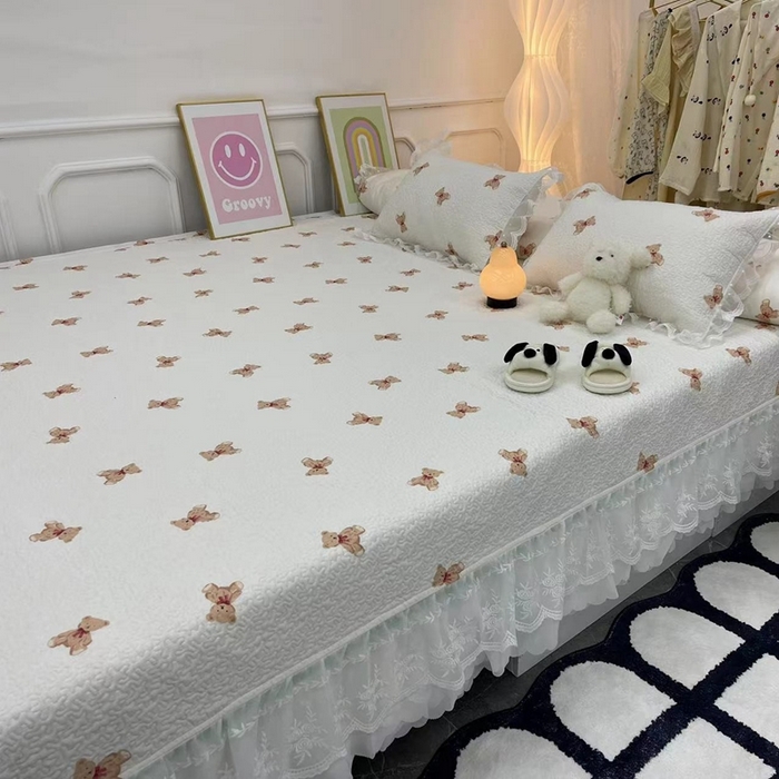 91家纺网 家纺一手货源 找家纺 （总）禧瑞谷 2025新款全棉纯棉双层花边绗缝夹棉榻榻米支持定制农村大炕盖