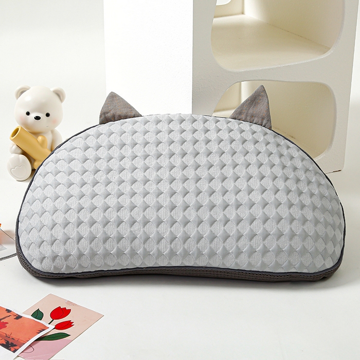 91家纺网 家纺一手货源 找家纺 织布人 2025新款荞麦枕夏季凉感冰豆豆猫肚荞麦枕头直播爆款成人护颈枕芯 冰豆豆猫肚荞麦枕-灰色 30x52cm/只