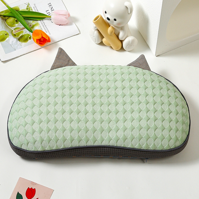 91家纺网 家纺一手货源 找家纺 织布人 2025新款荞麦枕夏季凉感冰豆豆猫肚荞麦枕头直播爆款成人护颈枕芯 冰豆豆猫肚荞麦枕-绿色 30x52cm/只