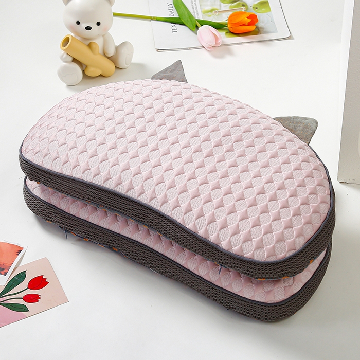 91家纺网 家纺一手货源 找家纺 织布人 2025新款荞麦枕夏季凉感冰豆豆猫肚荞麦枕头直播爆款成人护颈枕芯 冰豆豆猫肚荞麦枕-粉色 30x52cm/只