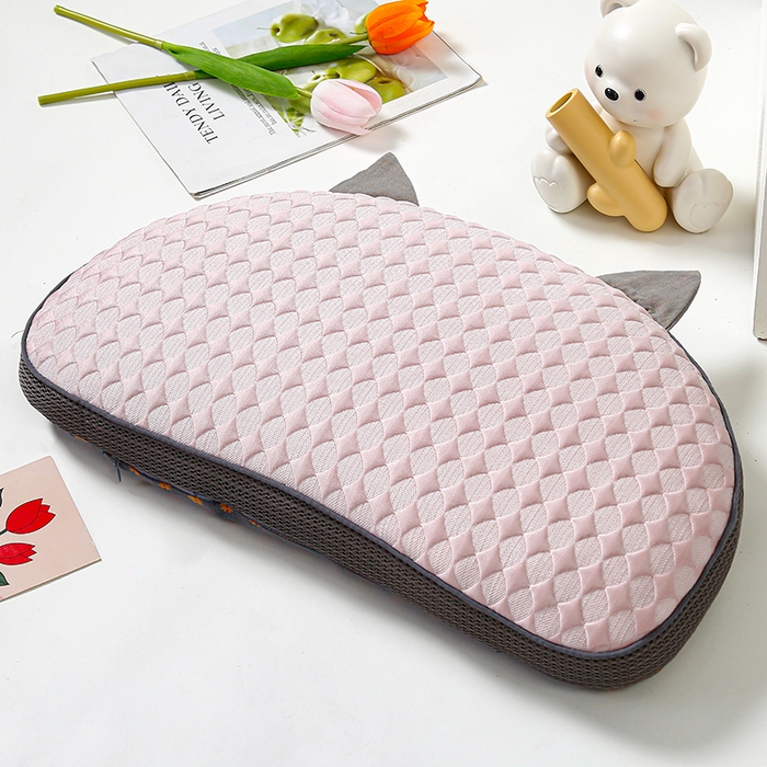 91家纺网 家纺一手货源 找家纺 织布人 2025新款荞麦枕夏季凉感冰豆豆猫肚荞麦枕头直播爆款成人护颈枕芯 冰豆豆猫肚荞麦枕-粉色 30x52cm/只