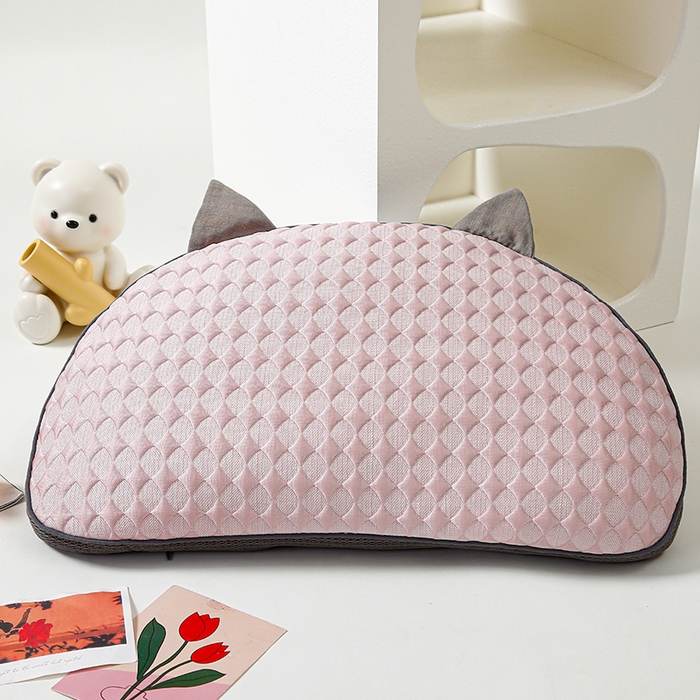 91家纺网 家纺一手货源 找家纺 织布人 2025新款荞麦枕夏季凉感冰豆豆猫肚荞麦枕头直播爆款成人护颈枕芯 冰豆豆猫肚荞麦枕-粉色 30x52cm/只