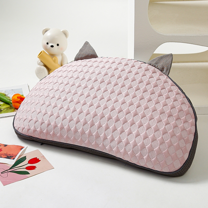 91家纺网 家纺一手货源 找家纺 织布人 2025新款荞麦枕夏季凉感冰豆豆猫肚荞麦枕头直播爆款成人护颈枕芯 冰豆豆猫肚荞麦枕-粉色 30x52cm/只