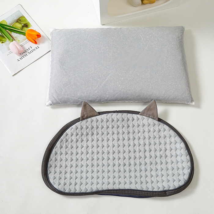 91家纺网 家纺一手货源 找家纺 织布人 2025新款荞麦枕夏季凉感冰豆豆猫肚荞麦枕头直播爆款成人护颈枕芯 冰豆豆猫肚荞麦枕-灰色 30x52cm/只