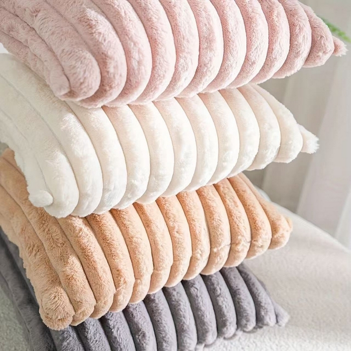 喜歌2025新款抽条泡泡抱枕 粉色（抽条）