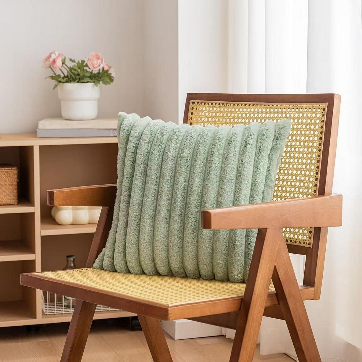 喜歌2025新款抽条泡泡抱枕 绿色（抽条）