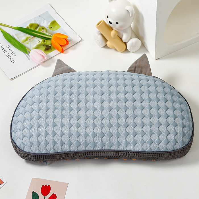 91家纺网 家纺一手货源 找家纺 织布人 2025新款荞麦枕夏季凉感冰豆豆猫肚荞麦枕头直播爆款成人护颈枕芯 冰豆豆猫肚荞麦枕-蓝色 30x52cm/只