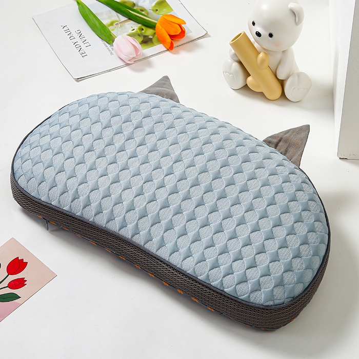 91家纺网 家纺一手货源 找家纺 织布人 2025新款荞麦枕夏季凉感冰豆豆猫肚荞麦枕头直播爆款成人护颈枕芯 冰豆豆猫肚荞麦枕-蓝色 30x52cm/只