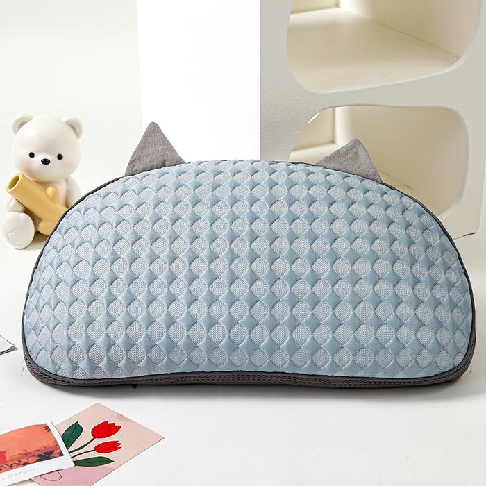 91家纺网 家纺一手货源 找家纺 织布人 2025新款荞麦枕夏季凉感冰豆豆猫肚荞麦枕头直播爆款成人护颈枕芯 冰豆豆猫肚荞麦枕-蓝色 30x52cm/只