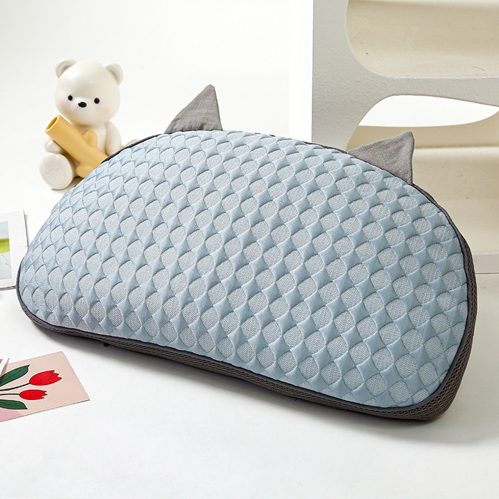 91家纺网 家纺一手货源 找家纺 织布人 2025新款荞麦枕夏季凉感冰豆豆猫肚荞麦枕头直播爆款成人护颈枕芯 冰豆豆猫肚荞麦枕-蓝色 30x52cm/只