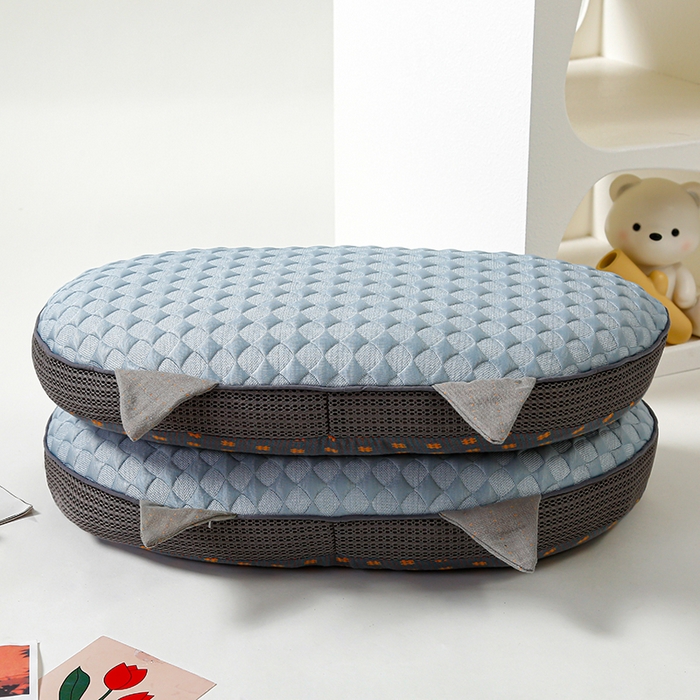 91家纺网 家纺一手货源 找家纺 织布人 2025新款荞麦枕夏季凉感冰豆豆猫肚荞麦枕头直播爆款成人护颈枕芯 冰豆豆猫肚荞麦枕-蓝色 30x52cm/只