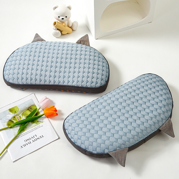 91家纺网 家纺一手货源 找家纺 织布人 2025新款荞麦枕夏季凉感冰豆豆猫肚荞麦枕头直播爆款成人护颈枕芯 冰豆豆猫肚荞麦枕-蓝色 30x52cm/只