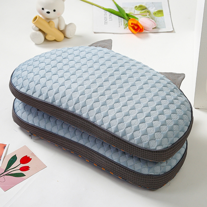 91家纺网 家纺一手货源 找家纺 织布人 2025新款荞麦枕夏季凉感冰豆豆猫肚荞麦枕头直播爆款成人护颈枕芯 冰豆豆猫肚荞麦枕-蓝色 30x52cm/只