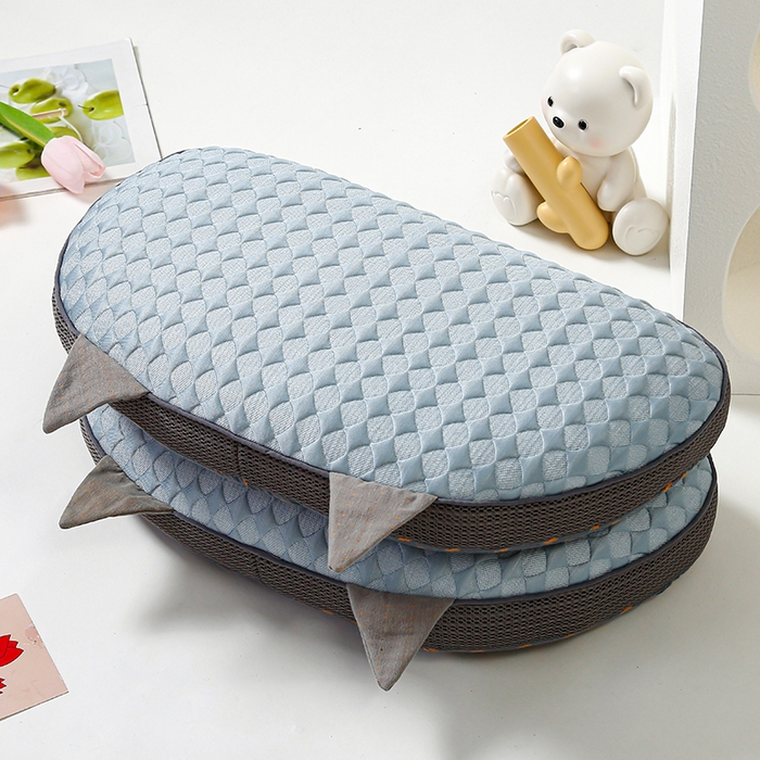 91家纺网 家纺一手货源 找家纺 织布人 2025新款荞麦枕夏季凉感冰豆豆猫肚荞麦枕头直播爆款成人护颈枕芯 冰豆豆猫肚荞麦枕-蓝色 30x52cm/只