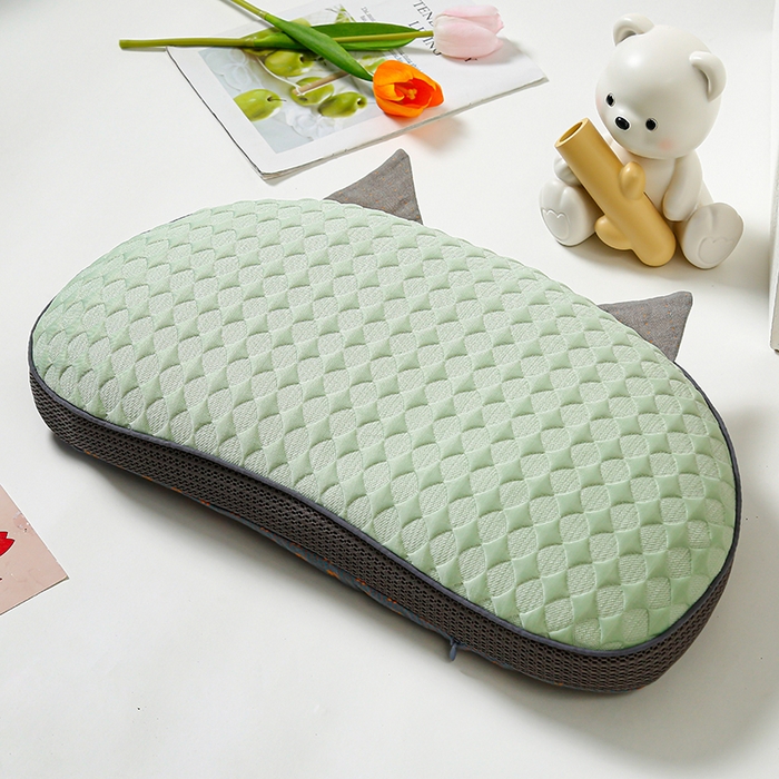 91家纺网 家纺一手货源 找家纺 织布人 2025新款荞麦枕夏季凉感冰豆豆猫肚荞麦枕头直播爆款成人护颈枕芯 冰豆豆猫肚荞麦枕-绿色 30x52cm/只