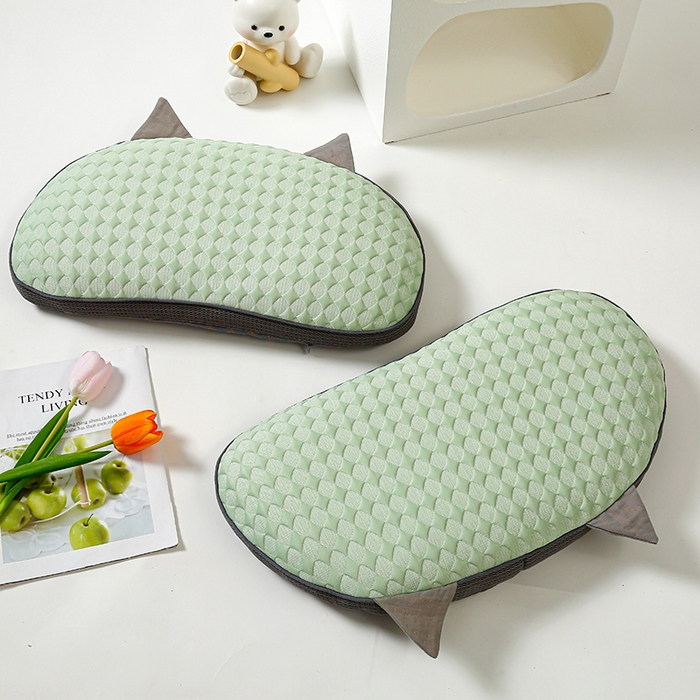 91家纺网 家纺一手货源 找家纺 织布人 2025新款荞麦枕夏季凉感冰豆豆猫肚荞麦枕头直播爆款成人护颈枕芯 冰豆豆猫肚荞麦枕-绿色 30x52cm/只