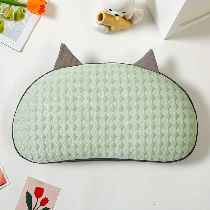 91家纺网 家纺一手货源 找家纺 织布人 2025新款荞麦枕夏季凉感冰豆豆猫肚荞麦枕头直播爆款成人护颈枕芯 冰豆豆猫肚荞麦枕-绿色 30x52cm/只