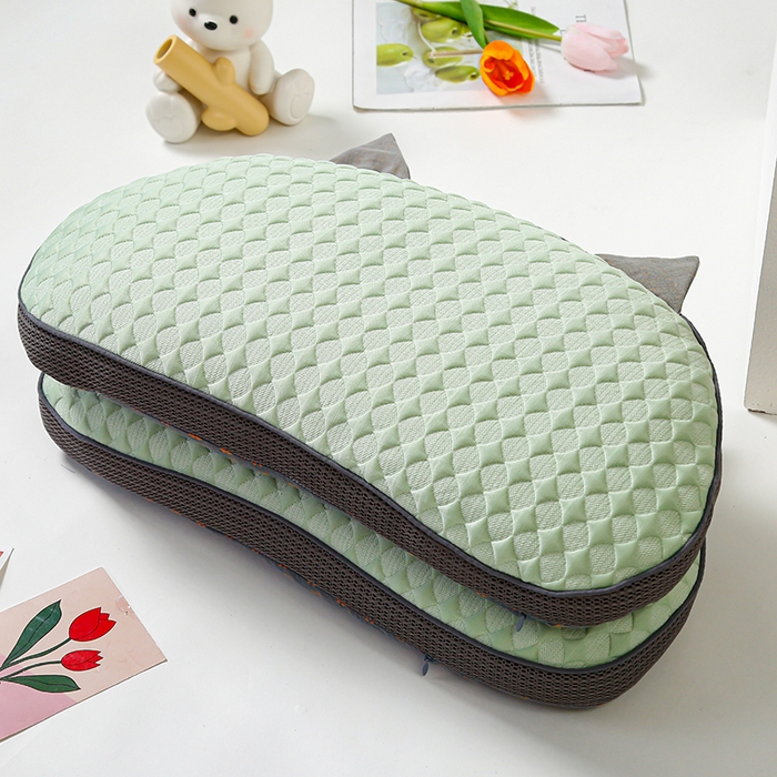 91家纺网 家纺一手货源 找家纺 织布人 2025新款荞麦枕夏季凉感冰豆豆猫肚荞麦枕头直播爆款成人护颈枕芯 冰豆豆猫肚荞麦枕-绿色 30x52cm/只