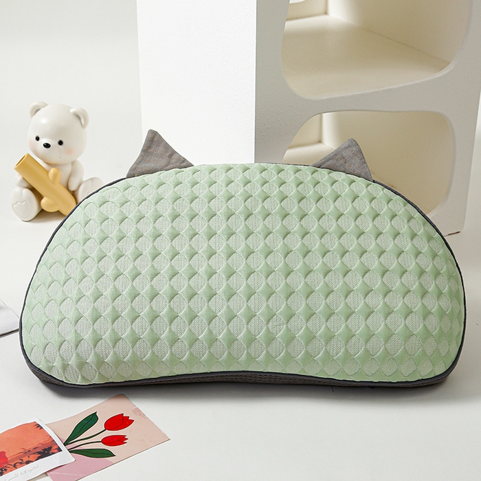 91家纺网 家纺一手货源 找家纺 织布人 2025新款荞麦枕夏季凉感冰豆豆猫肚荞麦枕头直播爆款成人护颈枕芯 冰豆豆猫肚荞麦枕-绿色 30x52cm/只