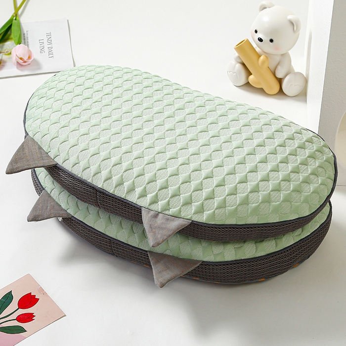 91家纺网 家纺一手货源 找家纺 织布人 2025新款荞麦枕夏季凉感冰豆豆猫肚荞麦枕头直播爆款成人护颈枕芯 冰豆豆猫肚荞麦枕-绿色 30x52cm/只