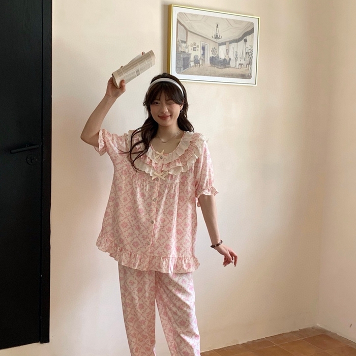 （总）妍景家居生活馆 2025新款25610-韩系碎花公主风套装