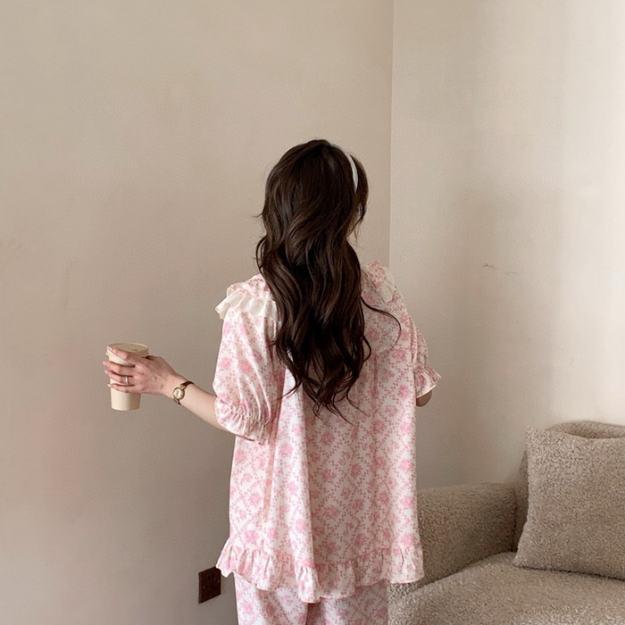 91家纺网 家纺一手货源 找家纺 （总）妍景家居生活馆 2025新款25610-韩系碎花公主风套装