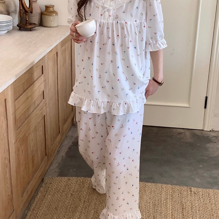 91家纺网 家纺一手货源 找家纺 （总）妍景家居生活馆 2025新款25611-韩系印花娃娃领套装