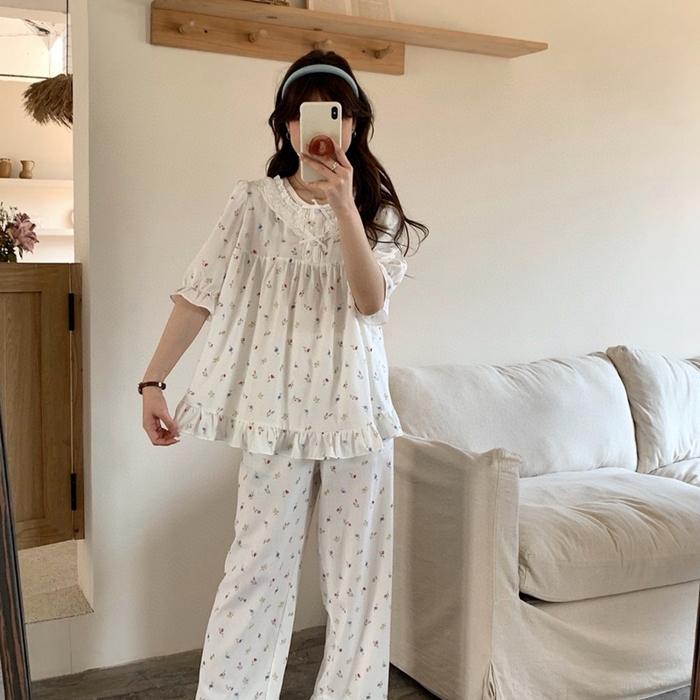 91家纺网 家纺一手货源 找家纺 （总）妍景家居生活馆 2025新款25611-韩系印花娃娃领套装