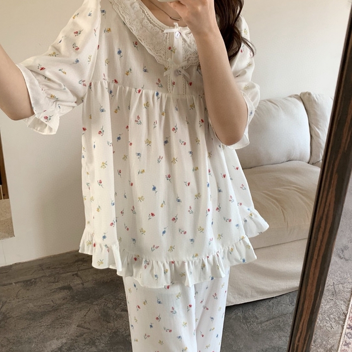 91家纺网 家纺一手货源 找家纺 （总）妍景家居生活馆 2025新款25611-韩系印花娃娃领套装