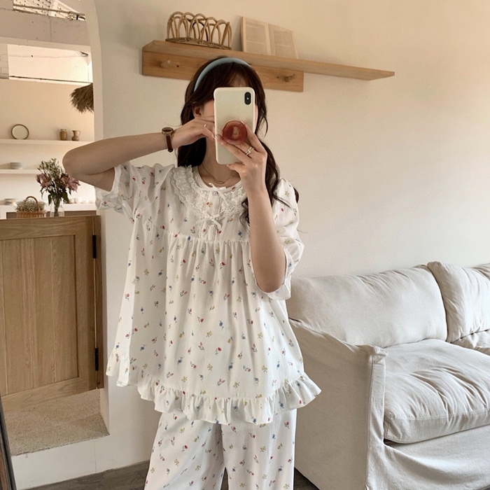 91家纺网 家纺一手货源 找家纺 （总）妍景家居生活馆 2025新款25611-韩系印花娃娃领套装